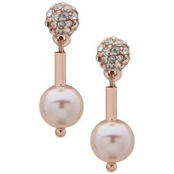 You're Invited Pave Rhinestone & Pearl Drop Earrings