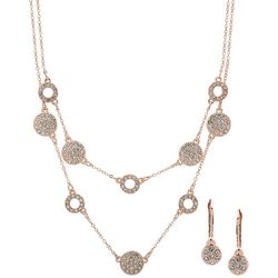 You're Invited 2-Row Stationed Disc Necklace & Earring Set