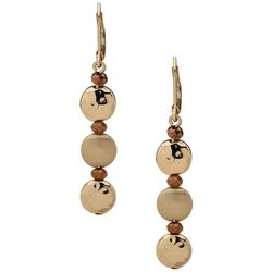 Chaps Goldtone Linear Hammered Disc Drop Earrings
