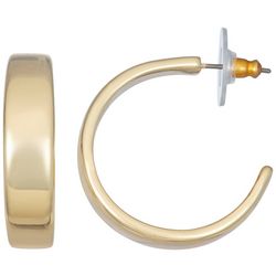Napier Gold Tone Smooth Flat C-Hoop Earrings