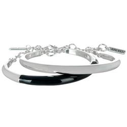 2-Row Silver Tone Bangle Bracelet 2.5''L x 2''W