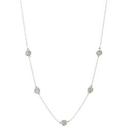 Nine West Pave Rondelle Ball Chain Necklace