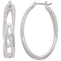 Napier 36mm Twisted Texture Silver Tone Hoop Earrings