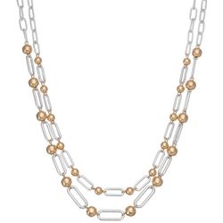 Napier Two-Tone Two Tier Chain Link Necklace