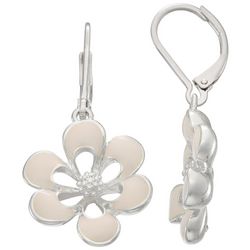 Napier Flower Blossom Silver Tone Dangle Earrings