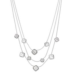 Napier Silver Tone Crystal Multi Row Necklace