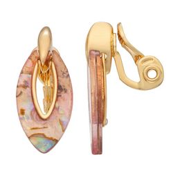 Napier Abalone Marquise Drop Gold Tone Clip-On Earrings