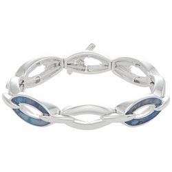 Napier Abalone Links Silver Tone Stretch Bracelet