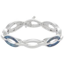 Abalone Links Silver Tone Stretch Bracelet