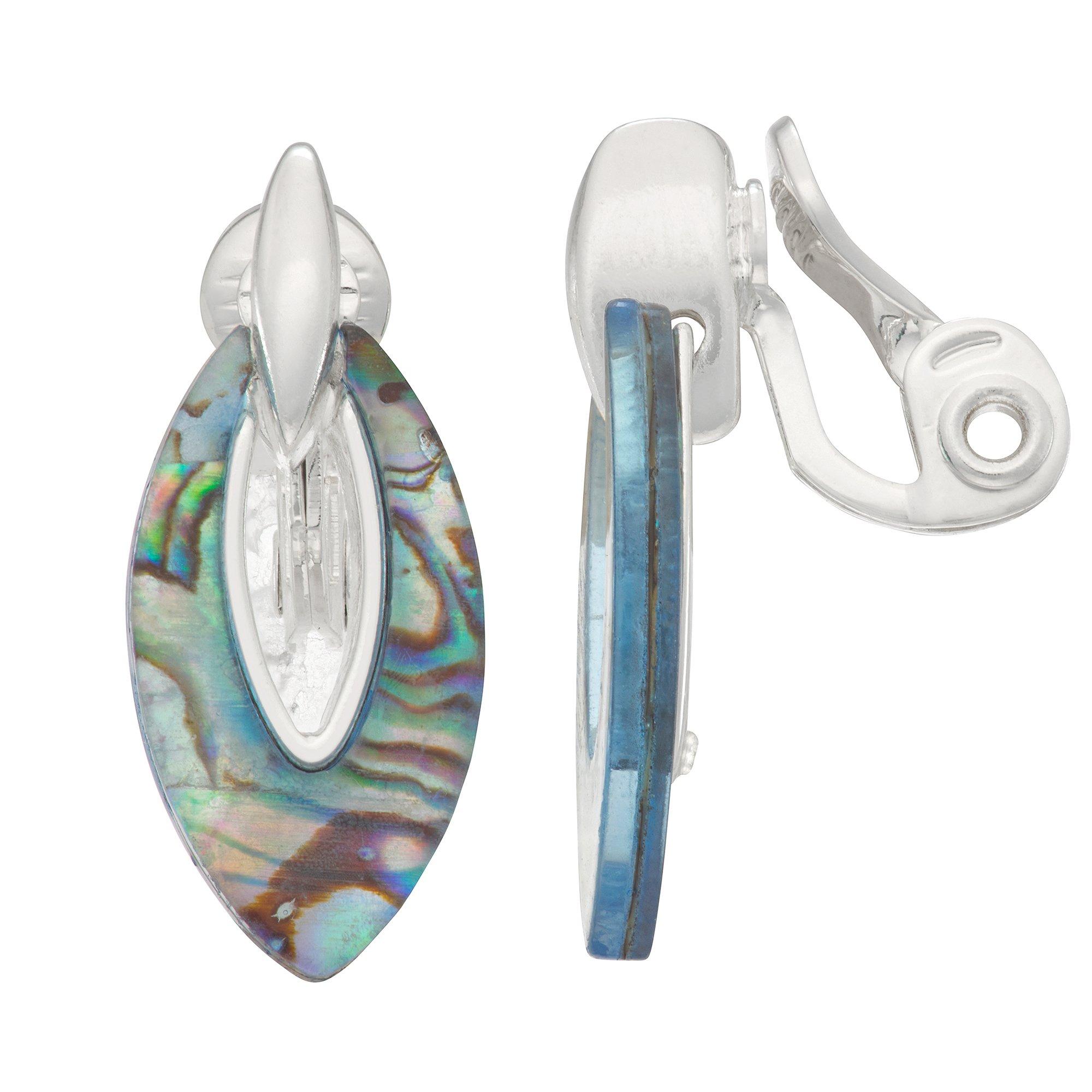 Napier Abalone Marquise Drop Clip-On Earrings