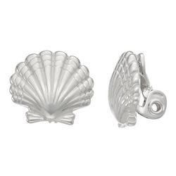 Napier Seashell Silver Tone Clip-On Earrings
