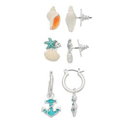 Napier Starfish Shell Silver Tone Dangle Earrings