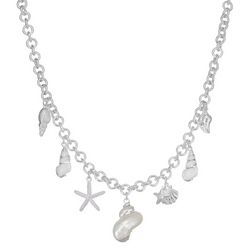 Napier Seashell Charms Silver Tone Chain Necklace