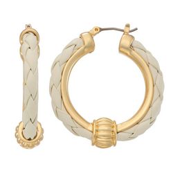 Napier 1.25'' Braid Gold Tone Hoop Earrings