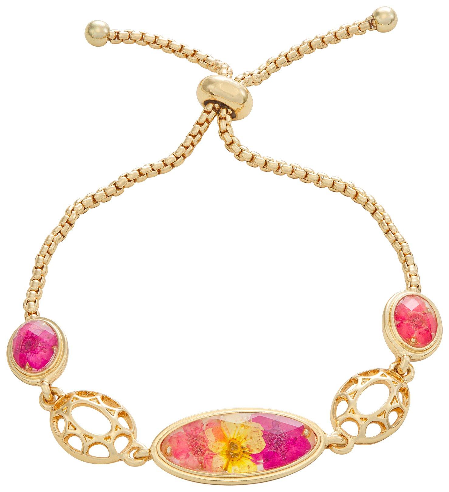 Flower Gold Tone Adjustable Bracelet