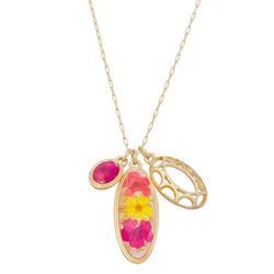 Napier 16 In. Multiple Flower Charm Gold Tone Necklace