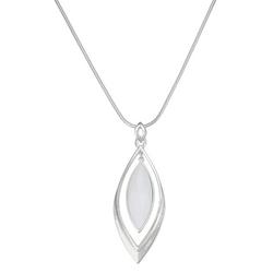 Marquise Faceted Stone Silver Tone Necklace