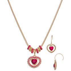Napier Heart Necklace & Earrings Set