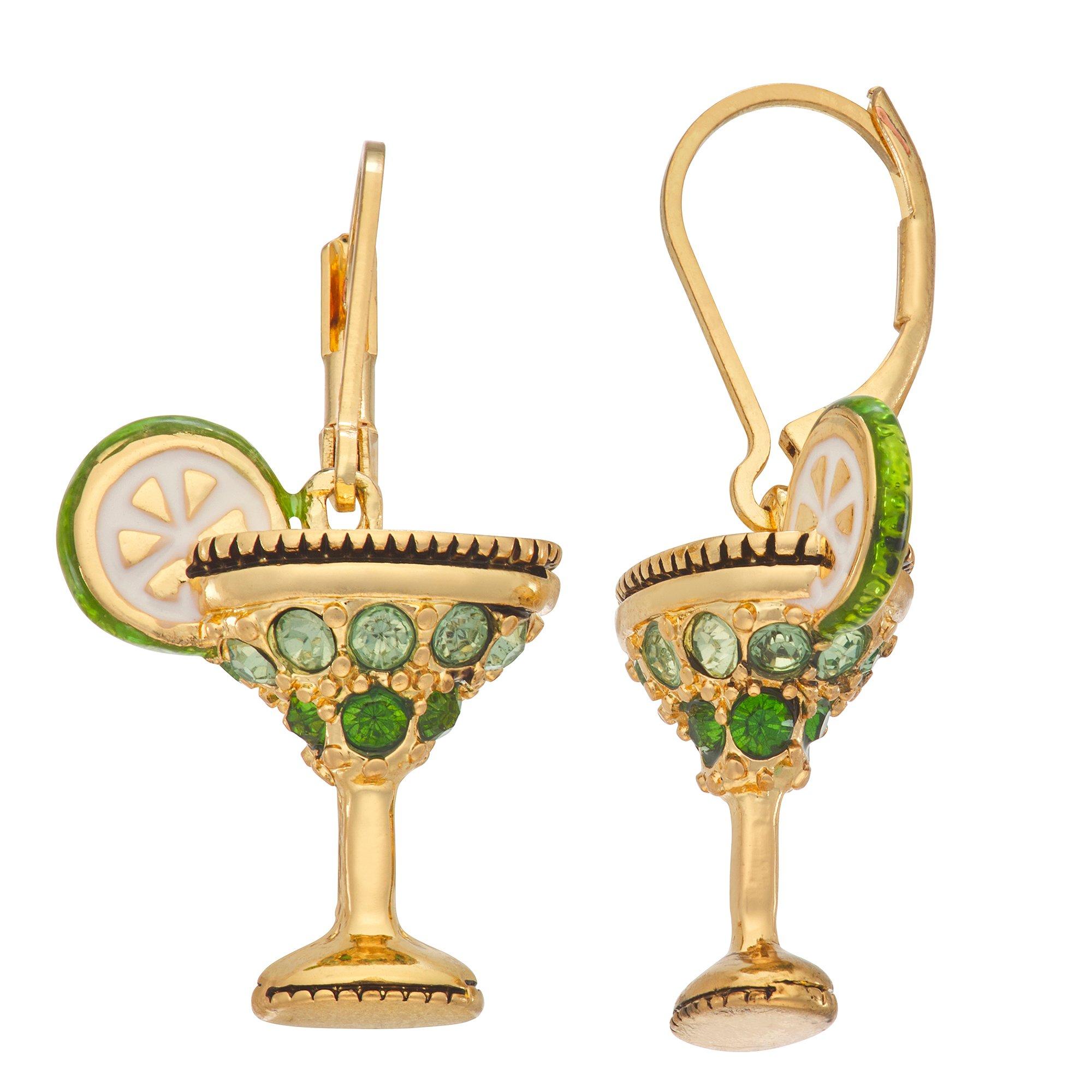 Napier Pave Cocktail Gold Tone Dangle Earrings