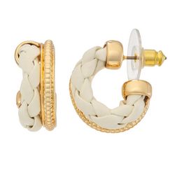 Napier 18mm Braid Gold Tone Post Top C-Hoop Earrings