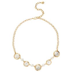 Gloria Vanderbilt Rhinestone Two Toned Round Linked Necklace