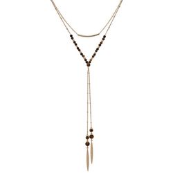 Chaps Layered Wood Bead Y-Shape Necklace