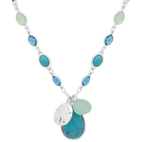 Chaps Turquoise Blue & Green Teardrop Necklace