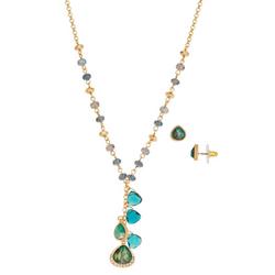 2-Pc. Bead Y-Necklace & Stud Earring Set