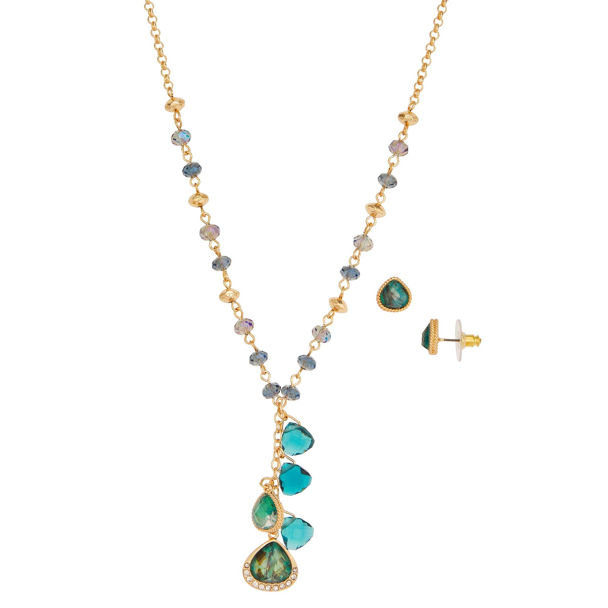2-Pc. Bead Y-Necklace & Stud Earring Set