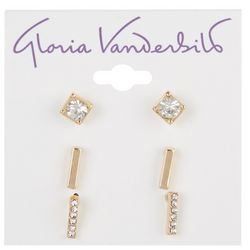 Gloria Vanderbilt 3-Piece Gold-Tone Stud Earrings