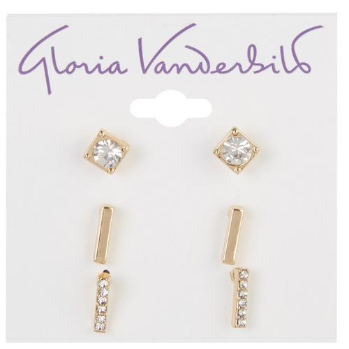 Gloria Vanderbilt 3-Piece Gold-Tone Stud Earrings