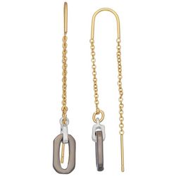 Nine West Goldtone Oval Charm Threader Earrings