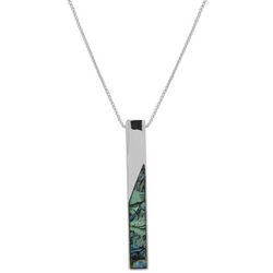 Chaps Oval Stone Abalone Inlay Linear Necklace