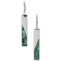 Chaps Silver Tone Abalone Inlay Linear Drop Earrings