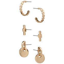 Chaps 3-pc. Gold Tone  Stud Hoop & Door Knocker Earrings