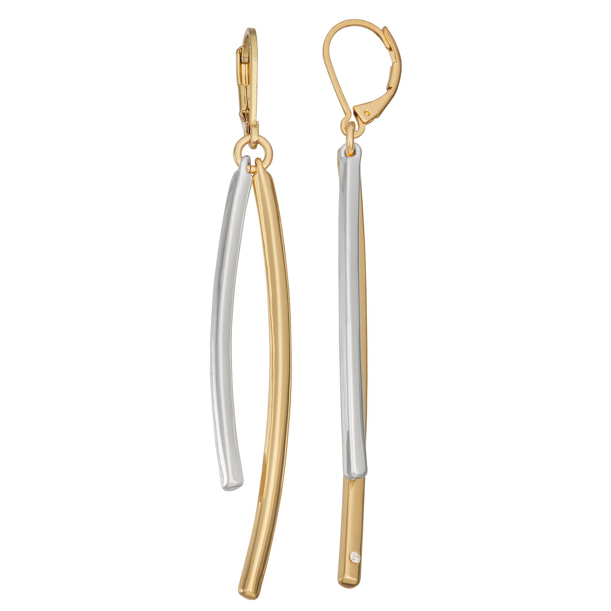 Napier Curved Bars Two Tone Dangle Earrings