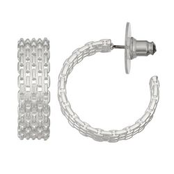 Napier Chain-Textured Wide C-Hoop Earrings