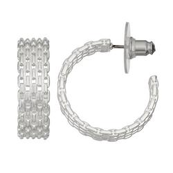 Chain-Textured Wide C-Hoop Earrings