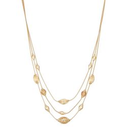Napier 3-Row Textured Beads Frontal Necklace