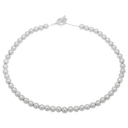 Chaps Silver Tone 8mm Beaded Collar Necklace
