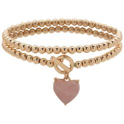 Chaps Goldtone 2-Ring Beaded Bracelet