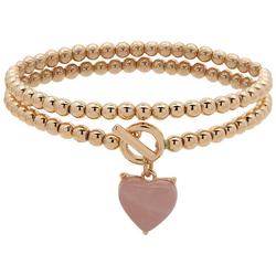 Goldtone 2-Ring Beaded Bracelet