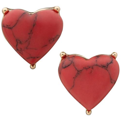Chaps Red Heart Stud Earrings
