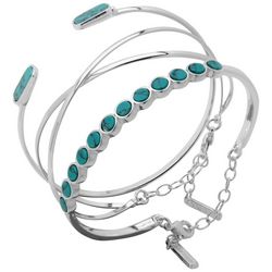 Nine West Turquoise Silver Tone Wrap Bracelet