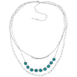Nine West 3-Tier Turquoise Bar Chain Necklace