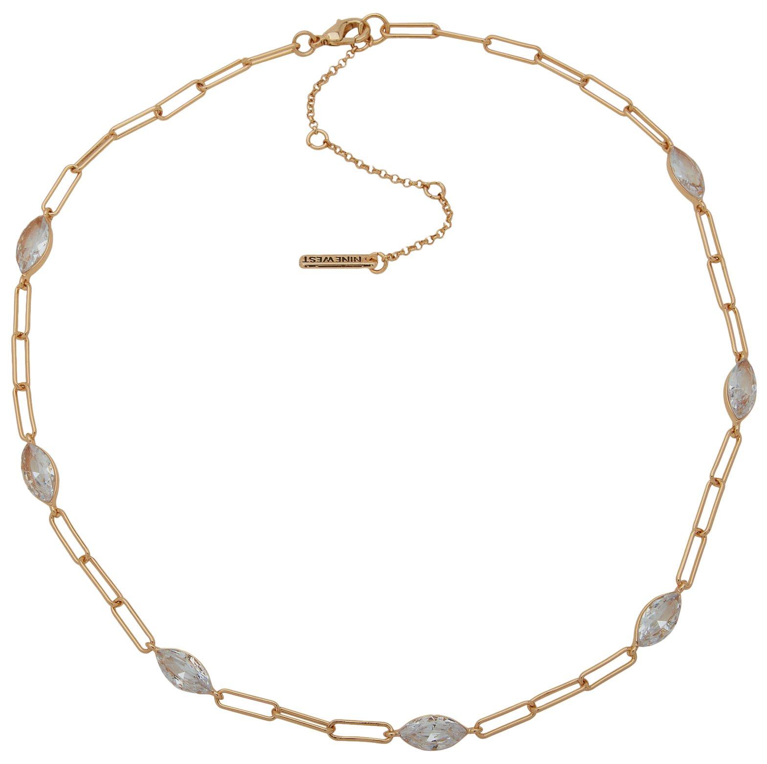 17 In. Rhinestone Paper Clip Chain Necklace