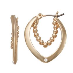 Napier 20MM Double Textured Marquise Hoop Earrings