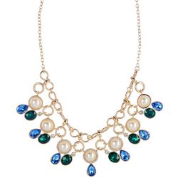 Gloria Vanderbilt Faux Pearl & Cut Stones Frontal Necklace