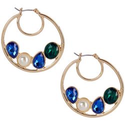 Gloria Vanderbilt 35MM Multi Jeweled Hoop Earrings