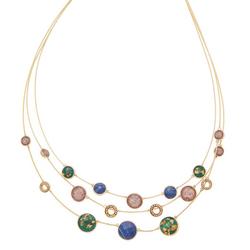 16 In. 3-Row Cabochon Frontal Necklace